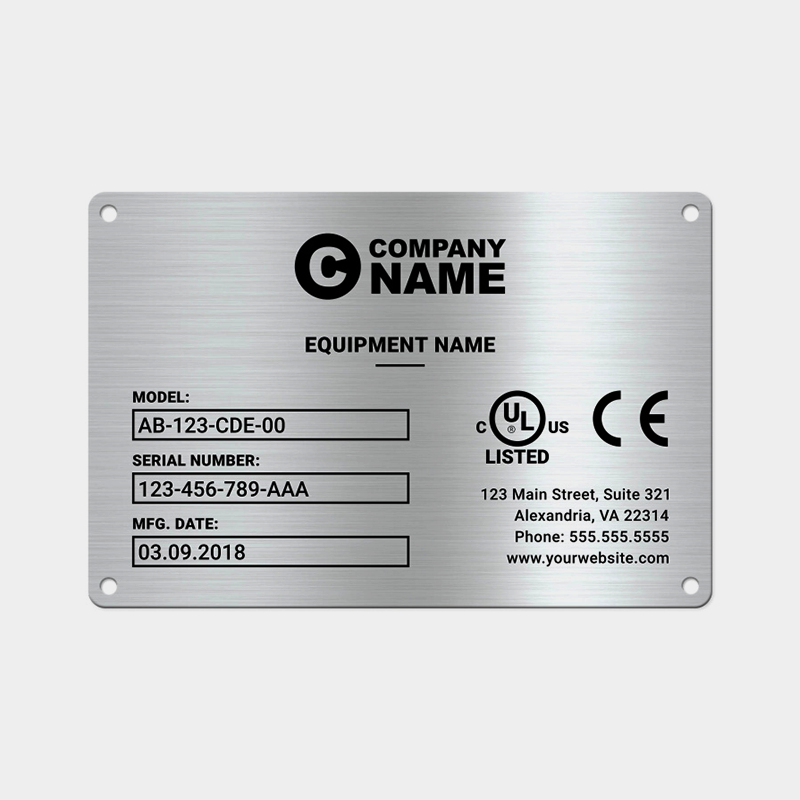 Equipment nameplate – Customer's Canvas Demo